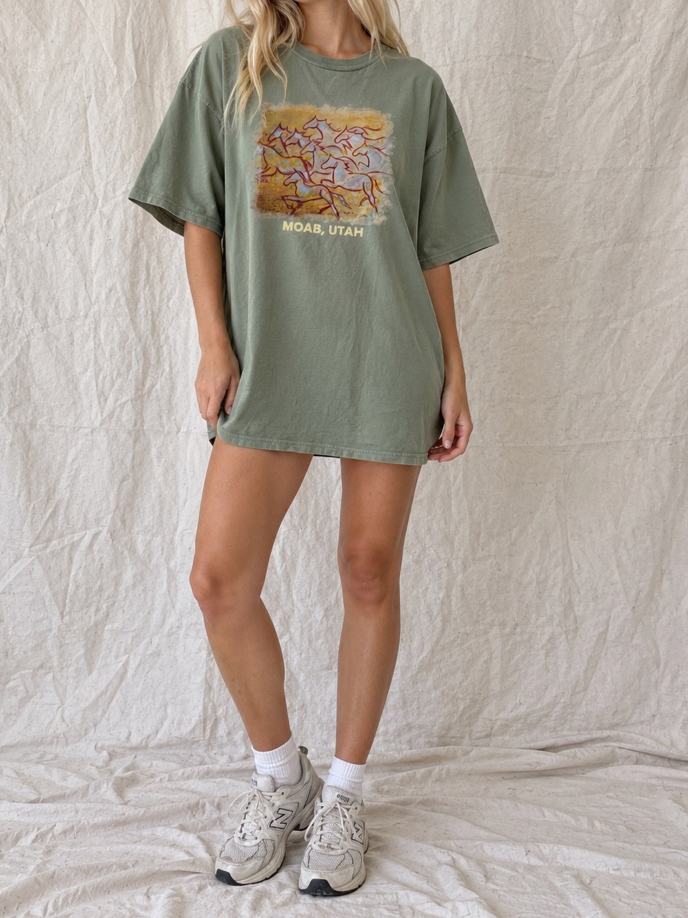 Vintage Moab Utah Graphic Tee 3XL Sage Green 100% Cotton Oversized